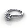 Solitaire with Accent Diamonds Engagement Ring, White Gold, Round Brilliant diamond, RSA6, LF
