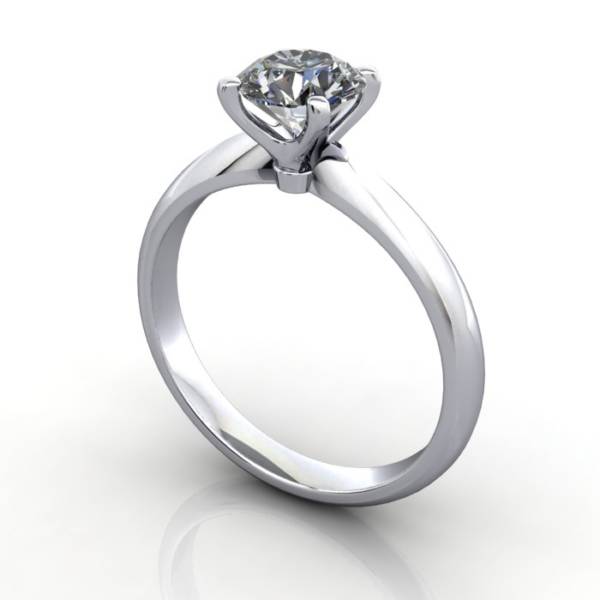 Solitaire Engagement Ring, Round Brilliant Diamond, RS22, Platinum, 3D