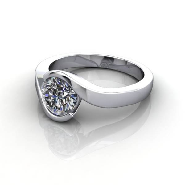 Solitaire Engagement Ring Round Brilliant Diamond, RS24, Platinum, LF