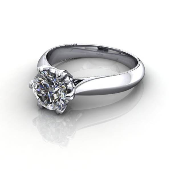 Solitaire Engagement Ring, Round Brilliant Diamond, RS25, Platinum, LF