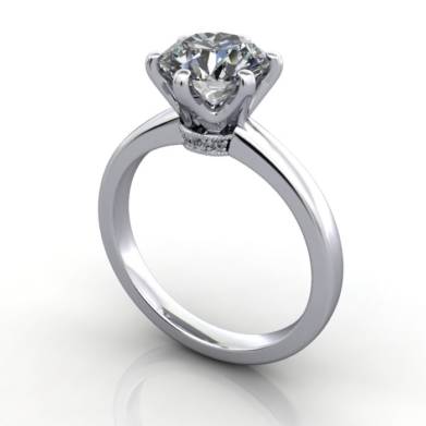 thumbnail Solitaire Engagement Ring, Round Brilliant Diamond, RS26, Platinum, 3D