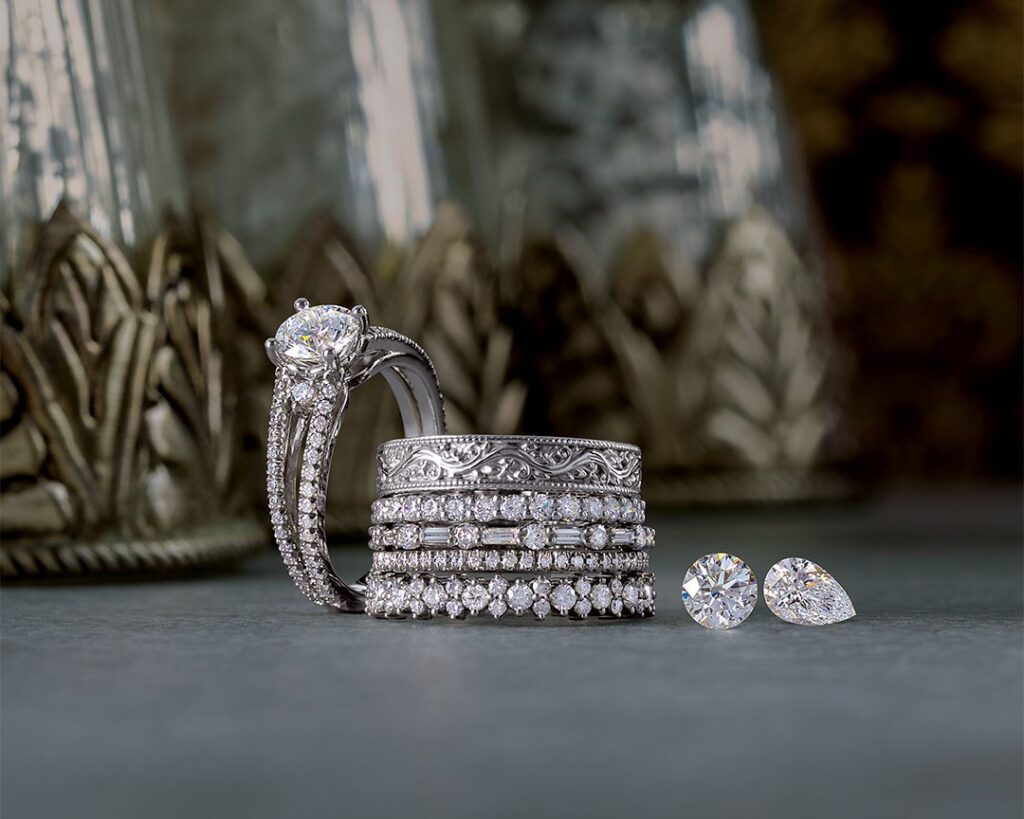 Platinum wedding ring stack