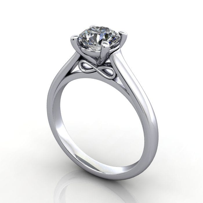 RS34, Round, Platinum, Diamond Solitaire, 3D