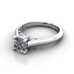 Solitaire Diamond Ring, RS35. Platinum, Cushion, LF