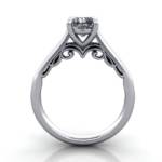 Solitaire Diamond Ring, RS35. Platinum, Cushion, TF
