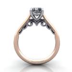 Solitaire Diamond Ring, RS35. Rose Gold, Cushion, TF