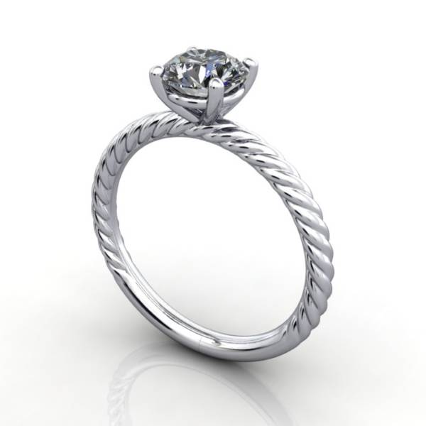 Solitaire Diamond Ring, RS38. Platinum, Round Brilliant, 3D