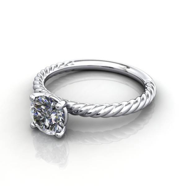 Solitaire Diamond Ring, RS38. Platinum, Round Brilliant, LF