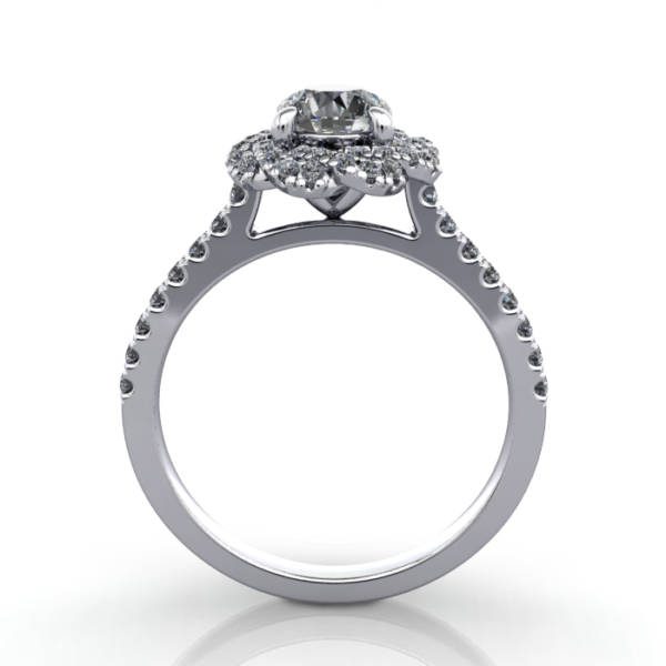 Halo Diamond Ring, RH7, Platinum, Round Brilliant,TF