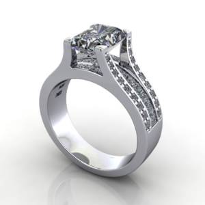 MultiStone Diamond Ring, PDM1, Platinum, 3D