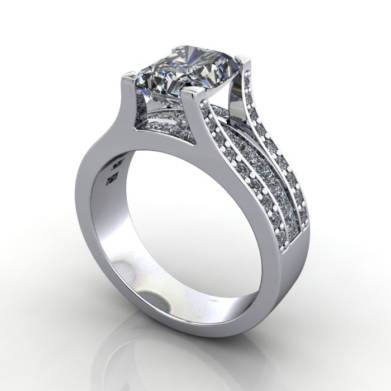 MultiStone Diamond Ring, PDM1, Platinum, 3D