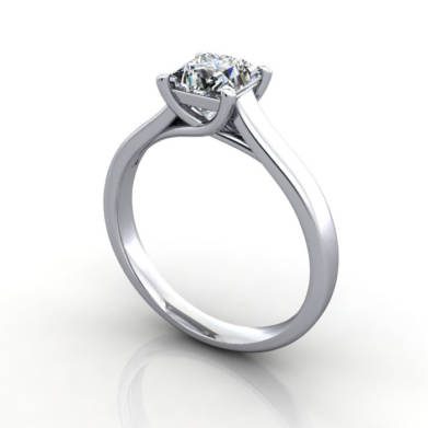 Princess Engagement Ring, RS12, Platinum, 3D