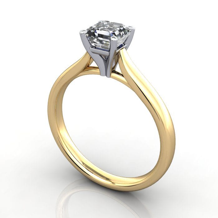 Asscher Diamond Ring,RS41, Yellow Gold, 3D Asscher Diamond Ring,RS41, Yellow Gold, 3D