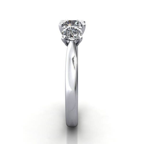 Trilogy Diamond Ring, Platinum, 3D, SV