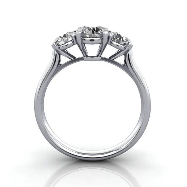 Trilogy Diamond Ring, Platinum, 3D, TF