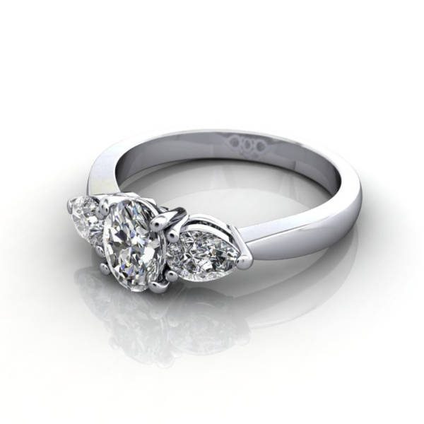 Oval and Pear Trilogy Ring, RT7, Platinum, LF