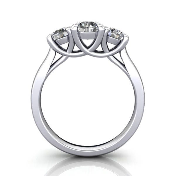 Trilogy Diamond Ring, RT9, Round Brilliant Diamond, Platinum, 3D