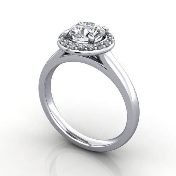 Halo Diamond Ring, RH1, Round, Platinum, SV