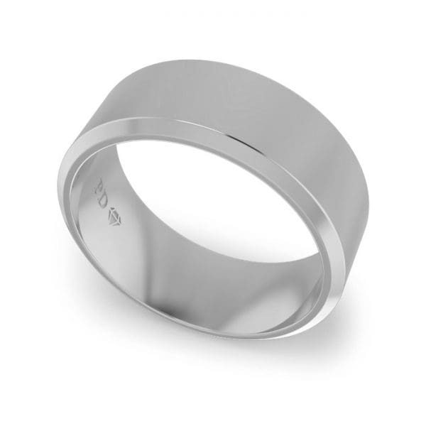 Gents-Wedding-Ring-White-Gold-Bevelled-8mm-GWB1