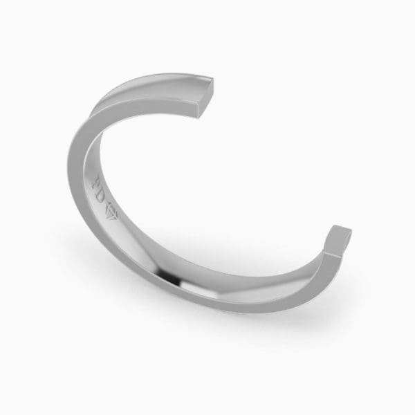 Gents-Wedding-Ring-White-Gold-Concave-3mm-CROSS SECTION