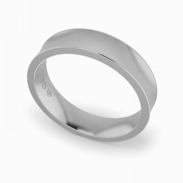 Gents-Wedding-Ring-White-Gold-Concave-5mm