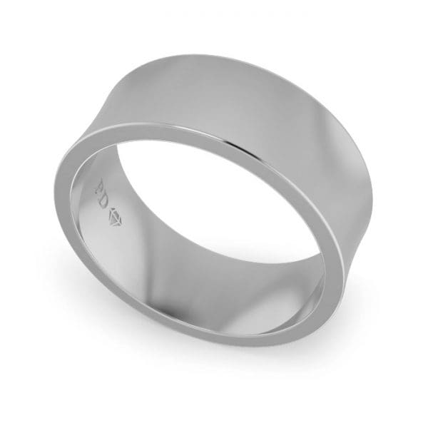 Gents-Wedding-Ring-White-Gold-Concave-8mm