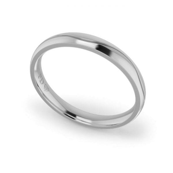 Gents-Wedding-Ring-White-Gold-Wave-3mm