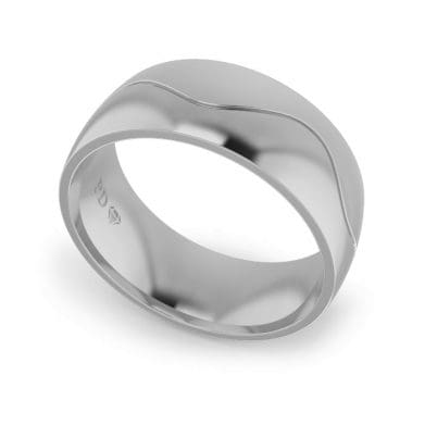 Gents-Wedding-Ring-White-Gold-Wave-8mm