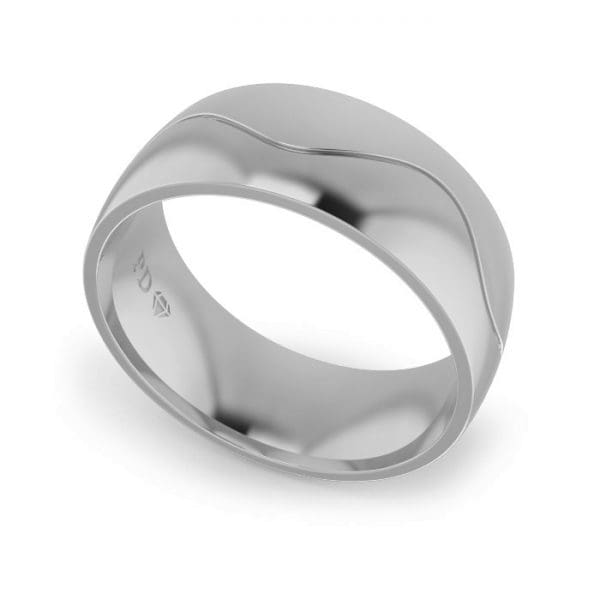 Gents-Wedding-Ring-White-Gold-Wave-8mm