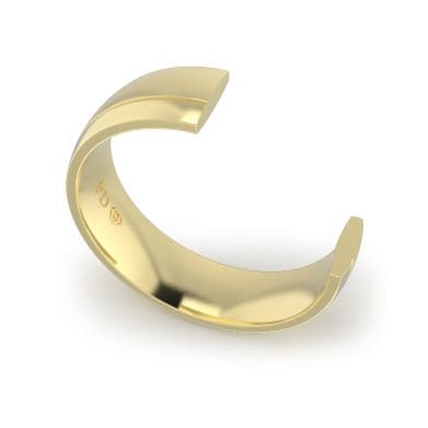 Gents-Wedding-Ring-Yellow-Gold-Single-Groove-6mm-CROSS SECTION