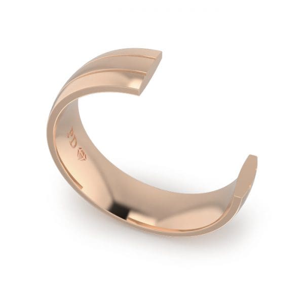 Gents-Wedding-ring-Rose-Gold-Double-Groove-6mm-CROSS SECTION