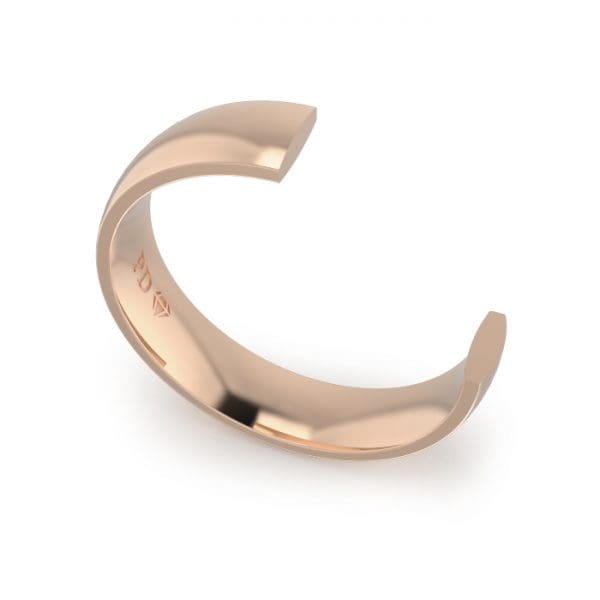 Gents-Wedding-ring-Rose-Gold-Quater-Round-5mm-CROSS SECTION