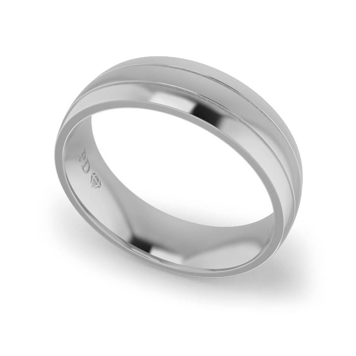 Gents Double Grooved Wedding Ring - WG