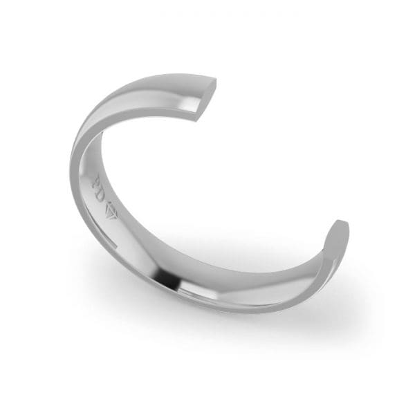 Gents-Wedding-ring-White-Gold-Quater-Round-4mm-CROSS SECTION