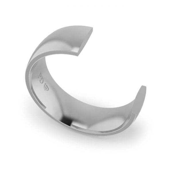 Gents-Wedding-ring-White-Gold-Quater-Round-7mm-CROSS SECTION