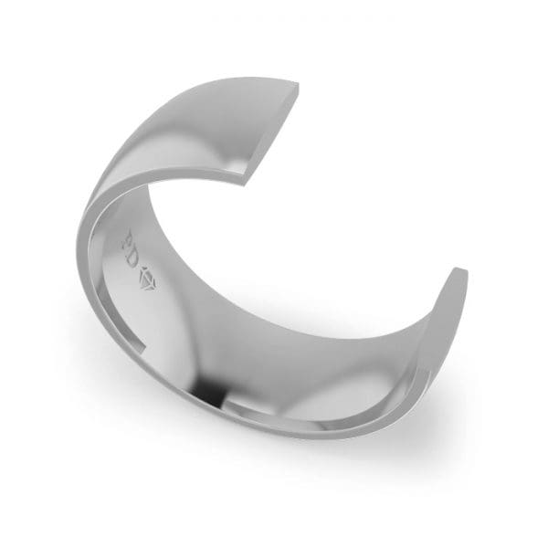 Gents-Wedding-ring-White-Gold-Quater-Round-8mm-CROSS SECTION