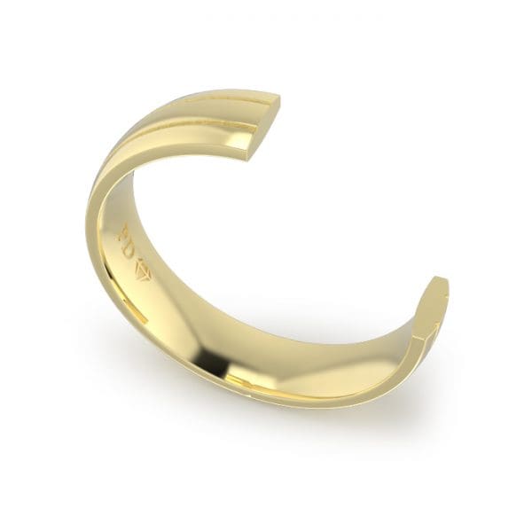 Gents-Wedding-ring-Yellow-Gold-Double-Groove-5mm-CROSS SECTION