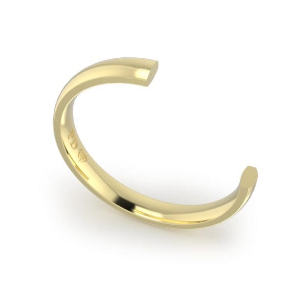 Gents-Wedding-ring-Yellow-Gold-Quater-Round-3mm-CROSS SECTION