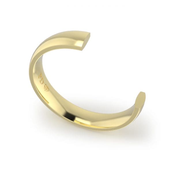 Gents-Wedding-ring-Yellow-Gold-Quater-Round-4mm-CROSS SECTION