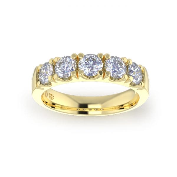 Ladies-Wedding-YG-Diamond-Ring-Scallop-Pave-4mm
