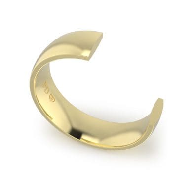 Ladies-Wedding-ring-Yellow-Gold-Quater-Round-6mm-CROSS SECTION