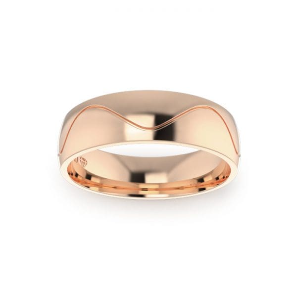 Gents-Wedding-Ring-Rose-Gold-Wave-6mm-Top