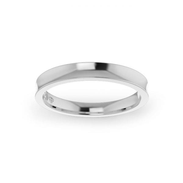 Gents-Wedding-Ring-White-Gold-Concave-3mm-Top