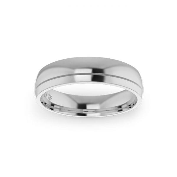 Gents-Wedding-Ring-White-Gold-Single-Groove-5mm-Top