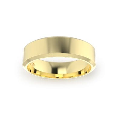 Gents-Bevelled Wedding-Ring-Yellow-Gold 6mm-Top