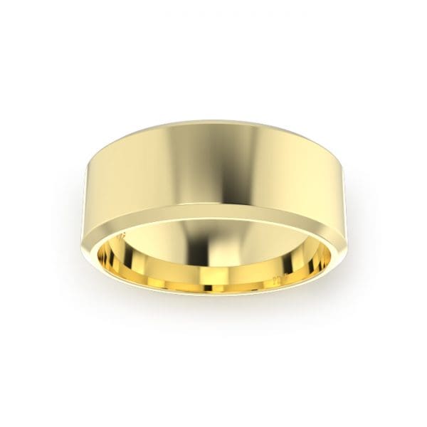 Gents-Wedding-Ring-Yellow-Gold-Bevelled-8mm-Top