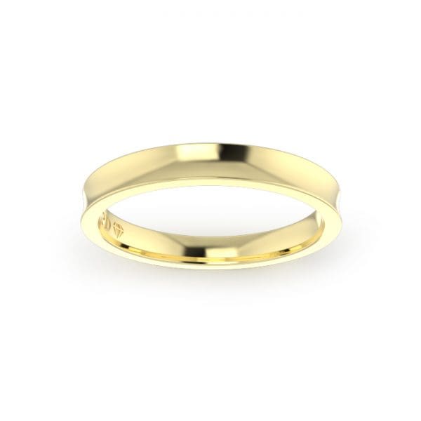Gents-Wedding-Ring-Yellow-Gold-Concave-3mm-Top