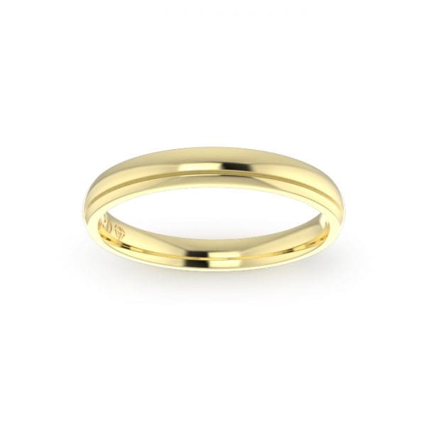 Gents-Wedding-Ring-Yellow-Gold-Single-Groove-3mm-Top
