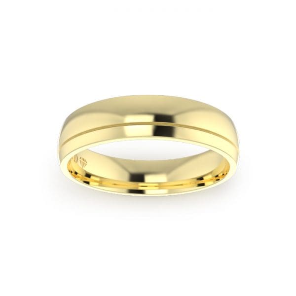 Gents-Wedding-Ring-Yellow-Gold-Single-Groove-5mm-Top