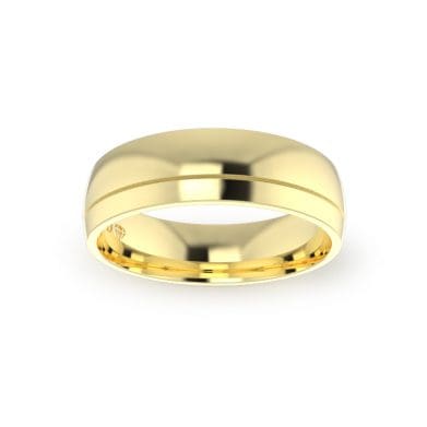 Single-Groove Gents-Wedding-Ring-Yellow-Gold-6mm-Top